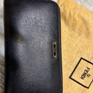 Fendi Black Textured Leather Accessory